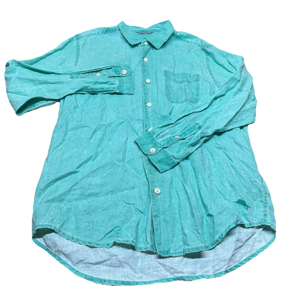 Tommy Bahama Relax Aqua 100% Linen Button Up‎ Long Sleeve Shirt Men's 3XL XXXL - Picture 3 of 10